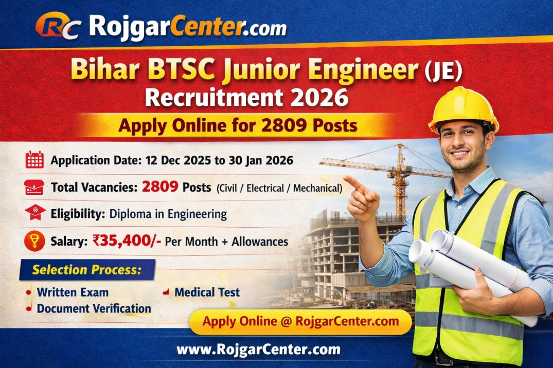 Bihar BTSC Junior Engineer (JE) Recruitment 2026 – Apply Online for 2809 Posts